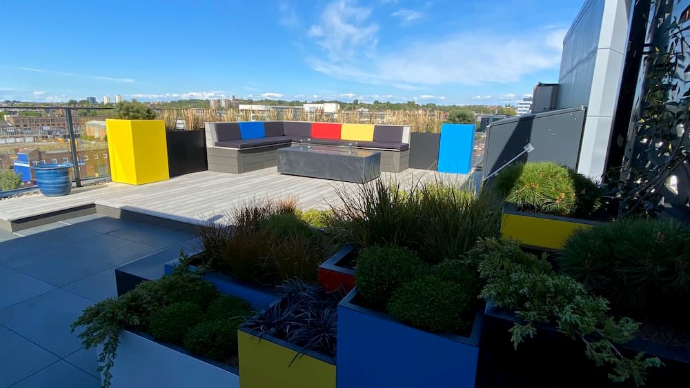 Colourful rooftop terrace